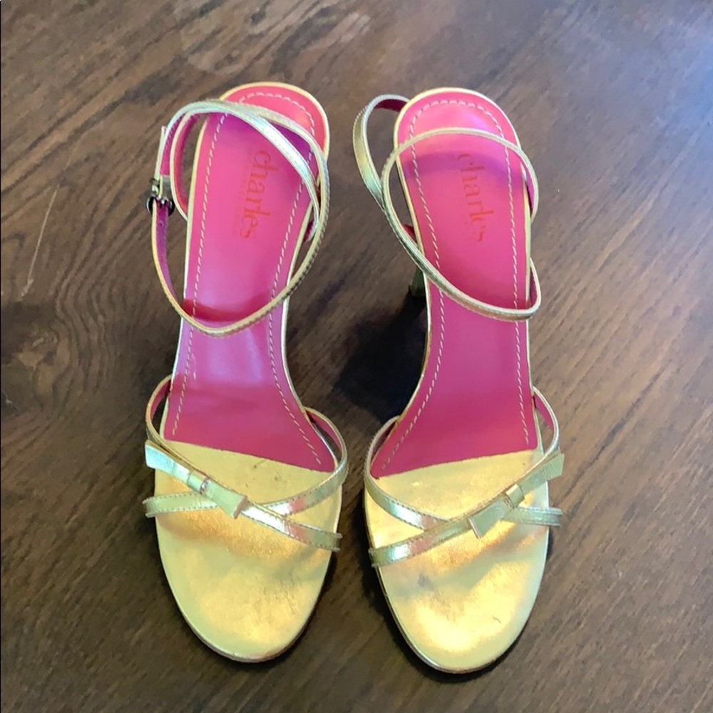 Charles David Gold Strappy Heels